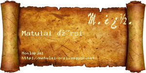 Matulai Örsi névjegykártya